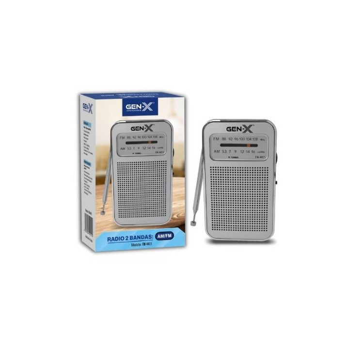 RADIO PORTATIL AM/FM ANALOGICA PLATA FM-4411 GEN-X