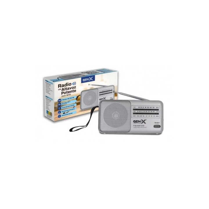 RADIO PORTATIL CLASICA SW/AM/FM ANALOGICA PLATA FM-4413 GEN-X