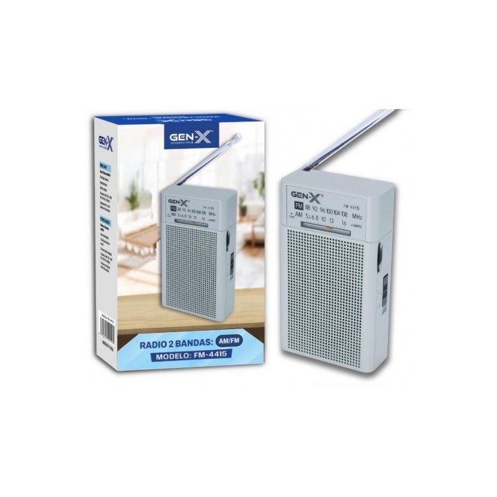 RADIO PORTATIL AM/FM ANALOGICA ALTA SENSIBILIDAD PLATA FM-4415 GEN-X