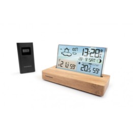 ESTACION METEOROLOGICA CON RELOJ DESPERTADOR MADERA/BLANCO THOMSON