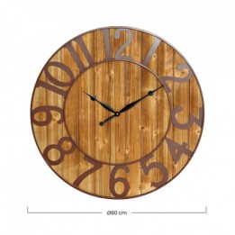 RELOJ DE PARED VINTAGE MADERA OSCURA 80CM