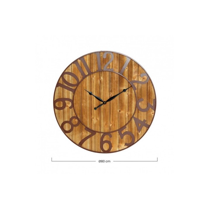 RELOJ DE PARED VINTAGE MADERA OSCURA 80CM
