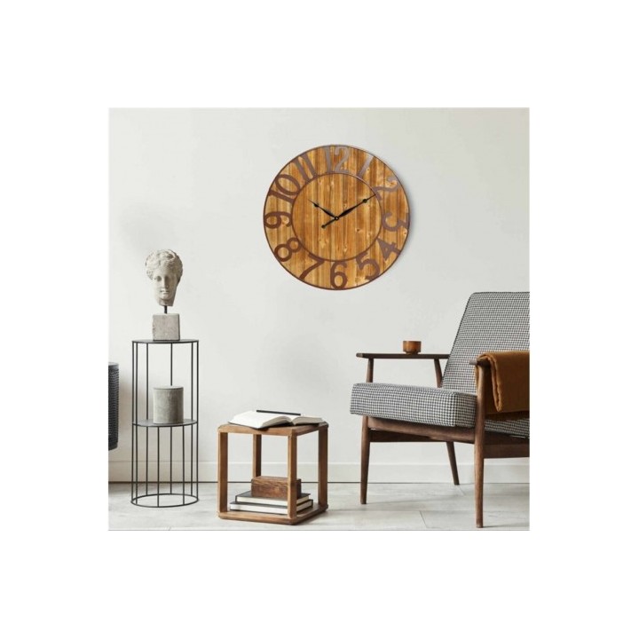 RELOJ DE PARED VINTAGE MADERA OSCURA 80CM