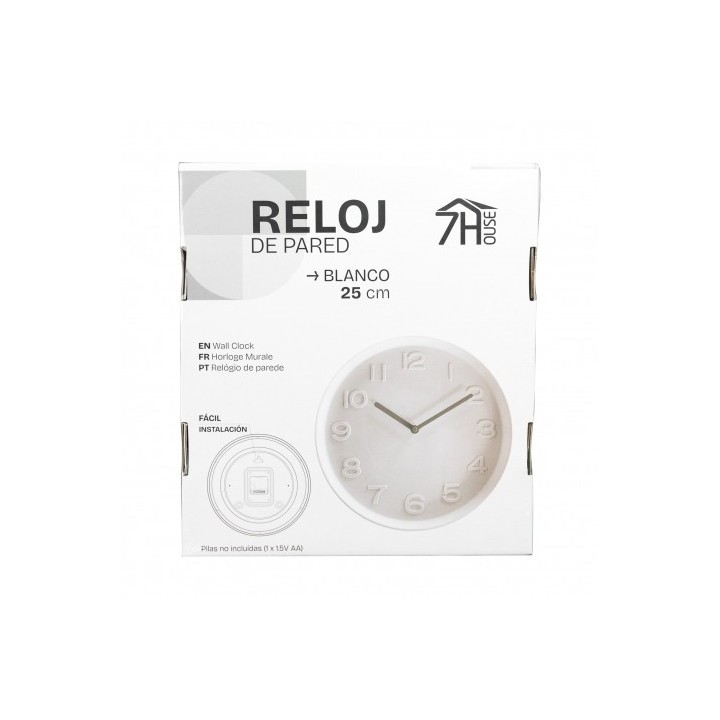 RELOJ DE PARED BLANCO 25CM SEVEN HOUSE
