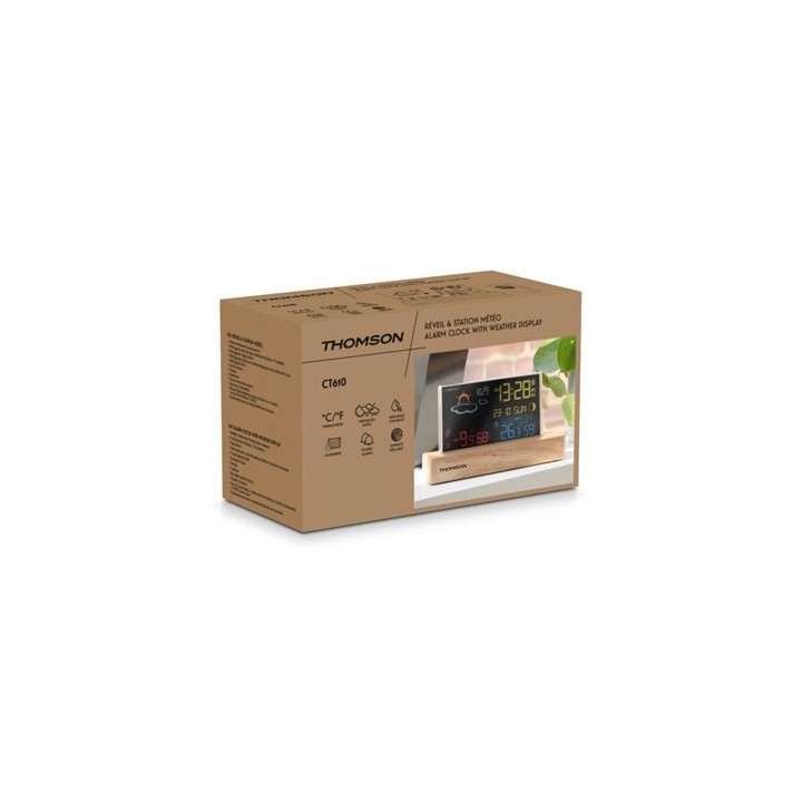 ESTACION METEOROLOGICA CON RELOJ DESPERTADOR CT610 THOMSOM
