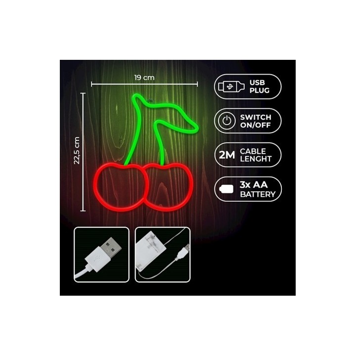 LAMPARA DECORATIVA NEON LED CHERRY FOREVER