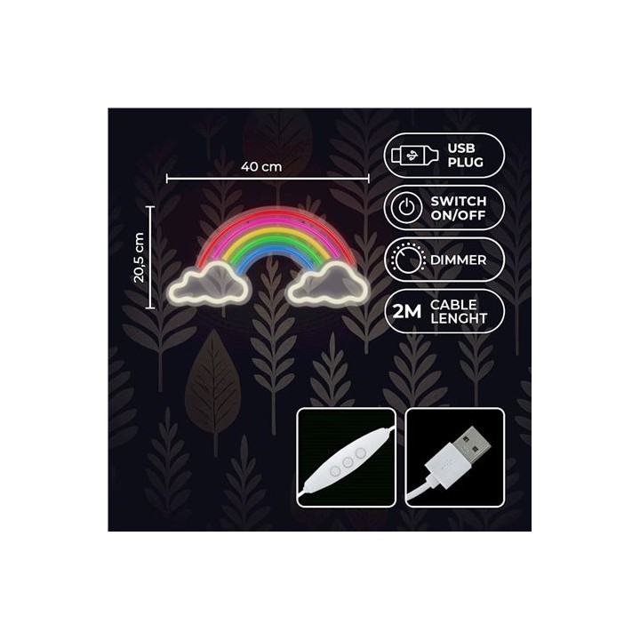 LAMPARA DECORATIVA NEON LED RAINBOW ON CLOUDS FOREVER