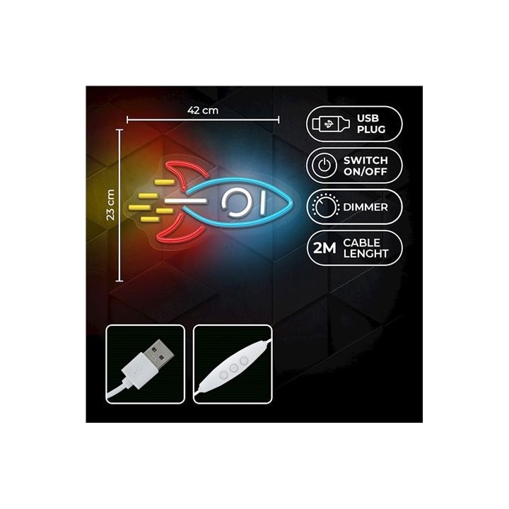 LAMPARA DECORATIVA NEON LED ROCKET FOREVER