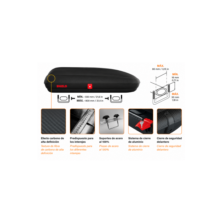 BAUL DE TECHO PARA VEHICULOS 1330X778X345MM EFECTO FIBRA CARBONO ARTPLAST