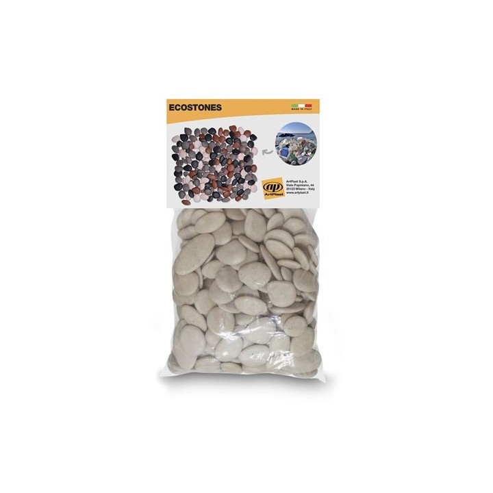 PIEDRAS DECORATIVAS JARDIN EN POLIPROPILENO REGENERADO 1KG BLANCO-GRIS CLAR