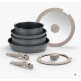 SET 3 SARTENES 20/24/26CM CON MANGO EXTRAIBLE ONE CLICK PIETRA MONIX