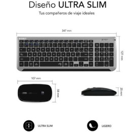 COMBO TECLADO Y RATON WIRELESS Y BLUETOOTH PRESTIGE EXTENDIDO NEGRO SUBBLIM