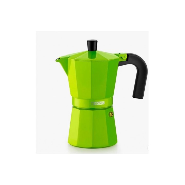 CAFETERA ITALIANA 6 TAZAS ALUMINIO VERDE MONIX