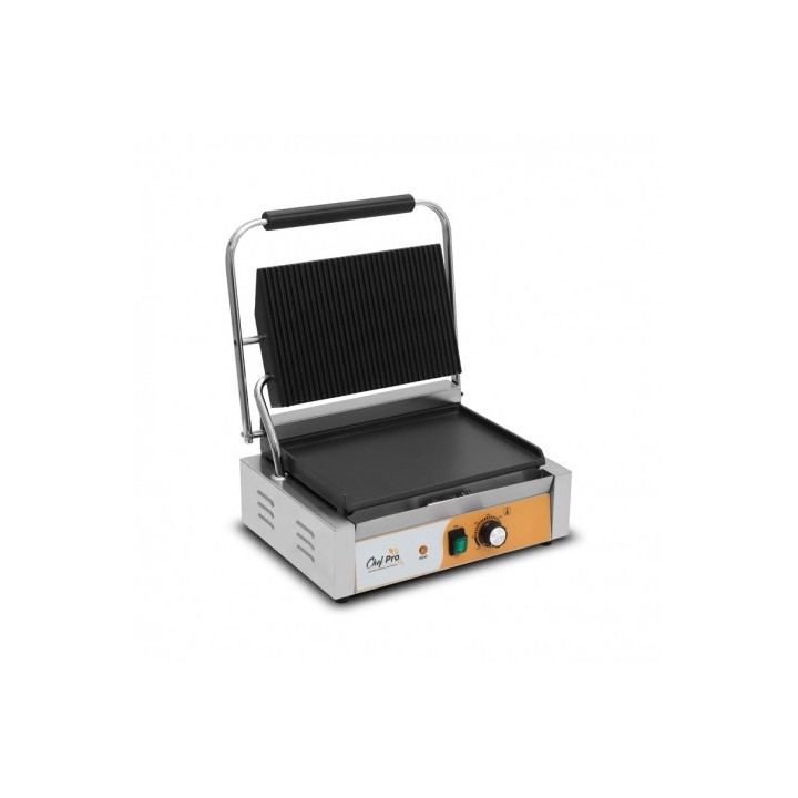 SANDWICHERA INDUSTRIAL SUPERFICIE MIXTA (RAYADA + LISA) 2200W CHEF PRO