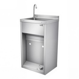 LAVAMANOS ACERO INOX INDUSTRIAL CON GRIFO DE PIE Y DISPENSADOR CHEF PRO