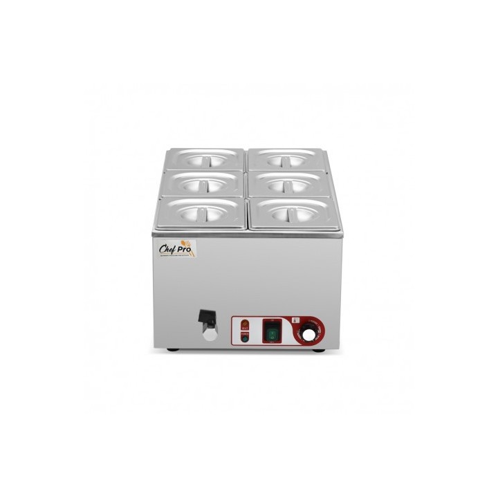 BAÑO MARIA INDUSTRIAL 6 CUBETAS 1200W CHEF PRO