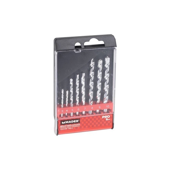 JUEGO 8 PCS BROCAS PUNTA DIAMENTE HORMIGON MADER