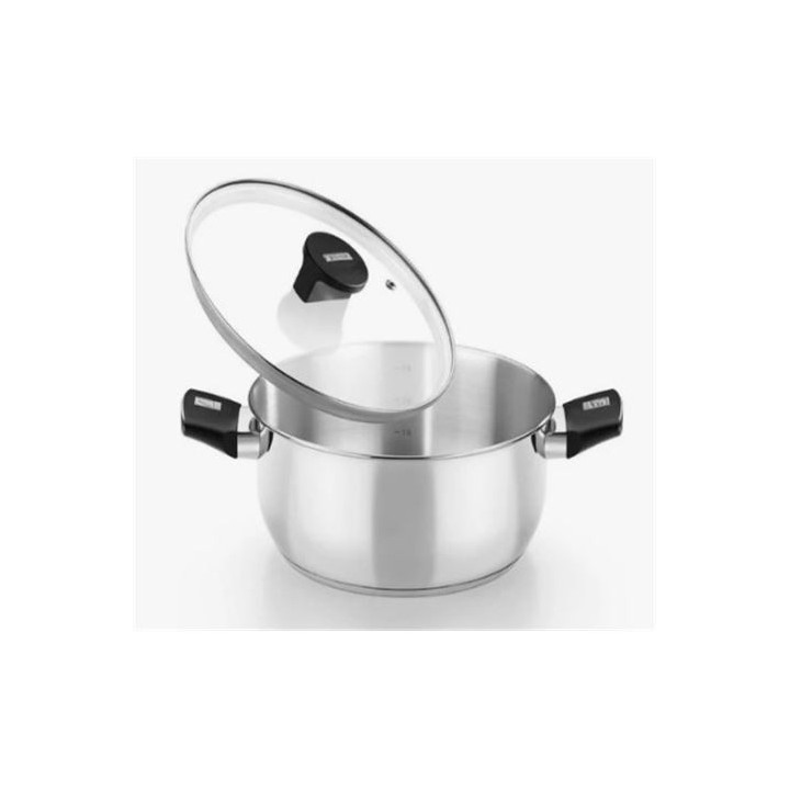 CACEROLA ACERO INOX CON TAPA VIDRIO 18CM ELITE MONIX