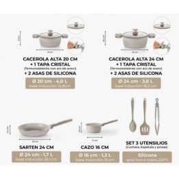 BATERIA DE COCINA 9 PIEZAS DENMARK MONIX