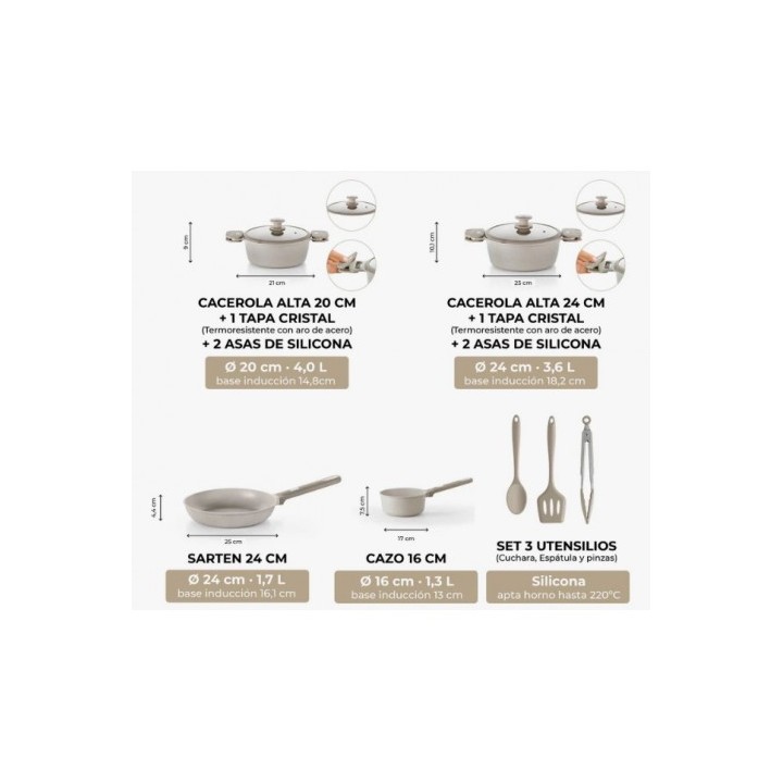 BATERIA DE COCINA 9 PIEZAS DENMARK MONIX