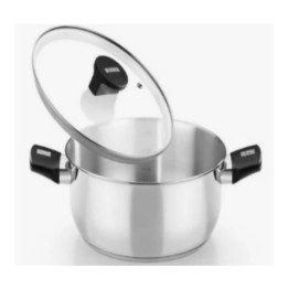 CACEROLA ACERO INOX CON TAPA VIDRIO 24CM ELITE MONIX