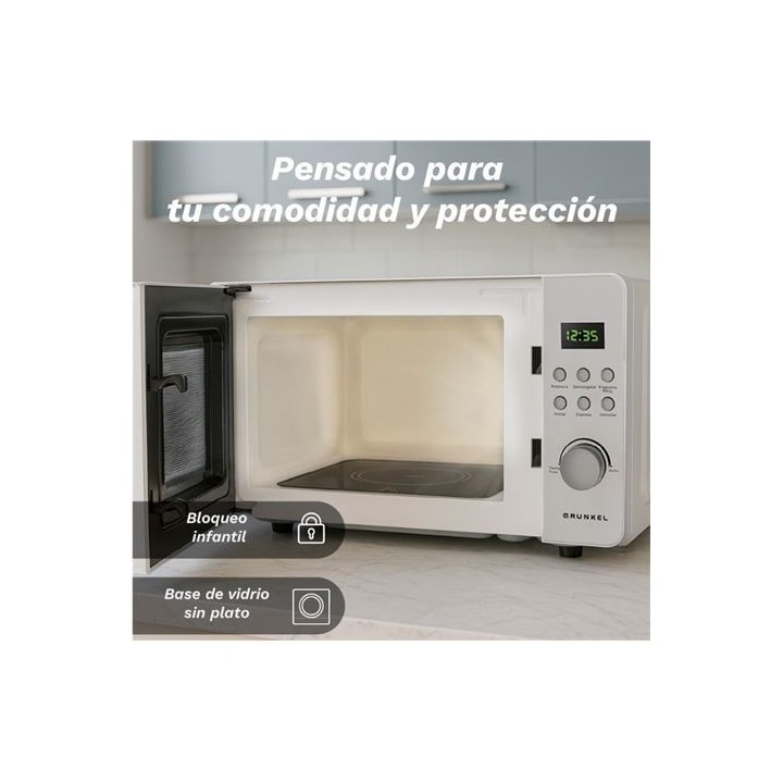 MICROONDAS SIN PLATO CON GRILL 20 LITROS 700W GRUNKEL