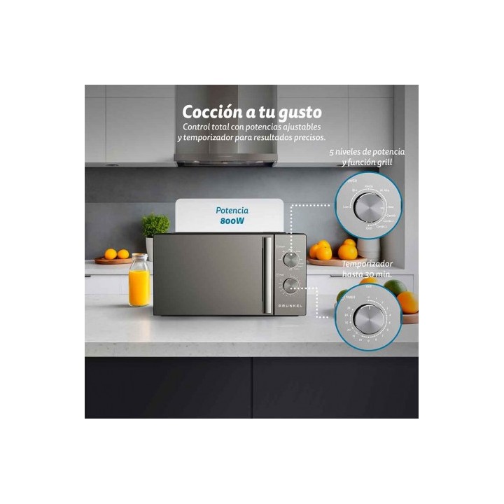 MICROONDAS CON GRILL 20 LITROS 800W CON ESPEJO GRUNKEL