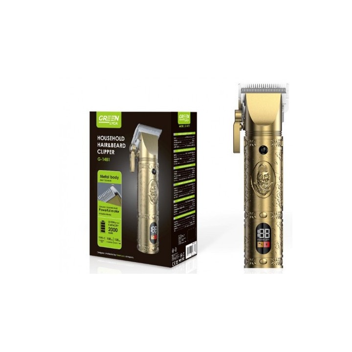 CORTAPELO BATERIA METAL BARBERO CON DISPLAY G-1481 GREEN