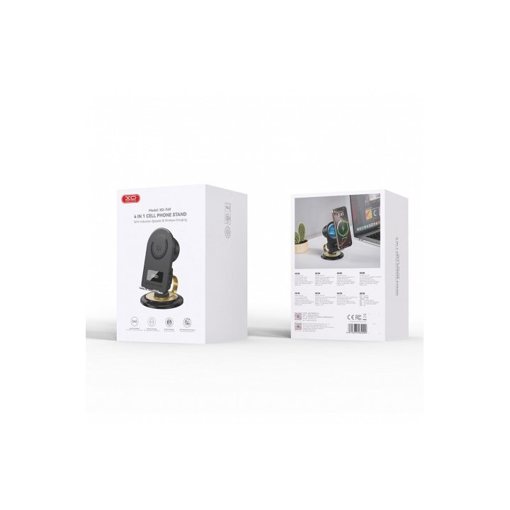 SOPORTE PARA SMARTPHONE CON ALTAVOZ BLUETOOTH Y CARGA INALAMBRICA F69 XO