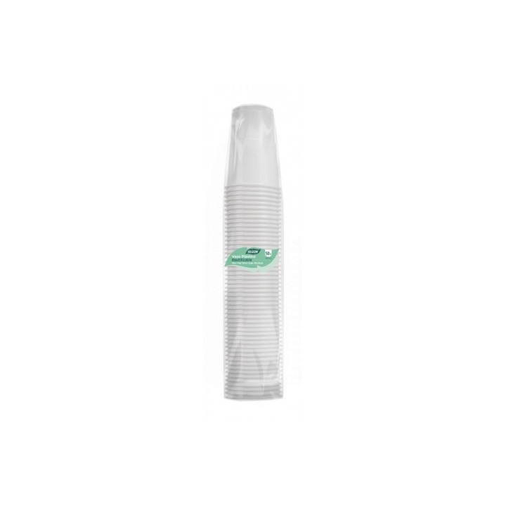 PACK 50 VASOS PLASTICOS BLANCO 250CC ALGON