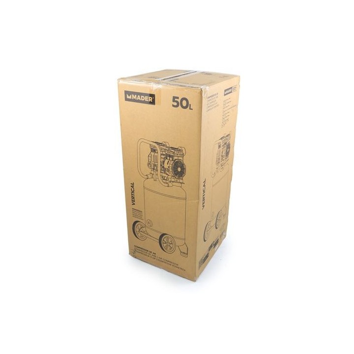 COMPRESOR DE AIRE VERTICAL 50 LITROS | 2HP | 10BAR | SILENCIOSO MADER