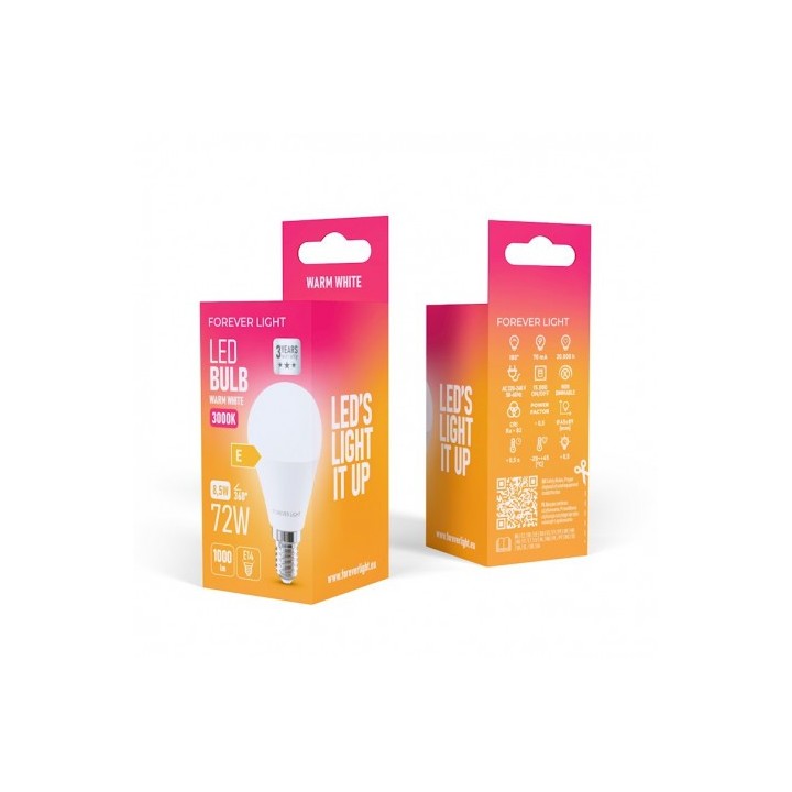 BOMBILLA LED G45 | 8.5W | 1000LM | E14 | LUZ CALIDA | FOREVER