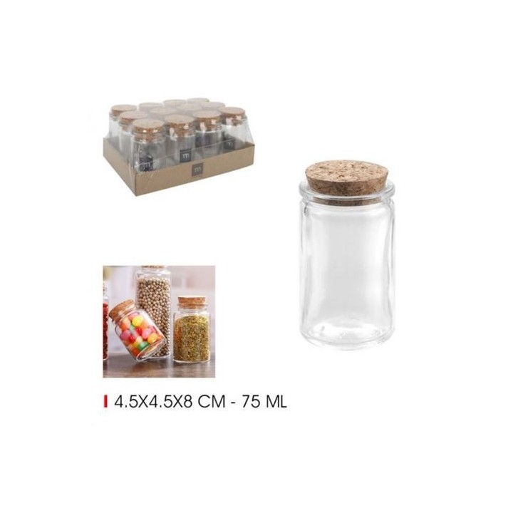 TARRO VIDRIO CON TAPON CORCHO 75ML LA MEDITERRANEA