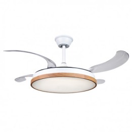 VENTILADOR DE TECHO RETRÁCTIL 30W CON LED Y 6 VELOCIDADES MADERA MUVIP