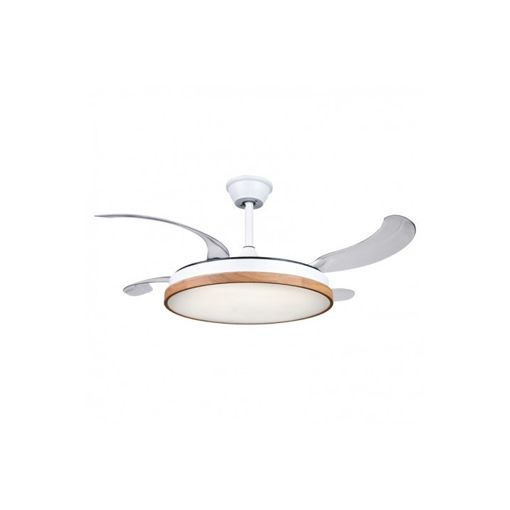 VENTILADOR DE TECHO RETRÁCTIL 30W CON LED Y 6 VELOCIDADES MADERA MUVIP