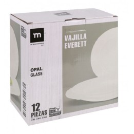 VAJILLA 12 PIEZAS REDONDA BLANCO OPAL EVERETT