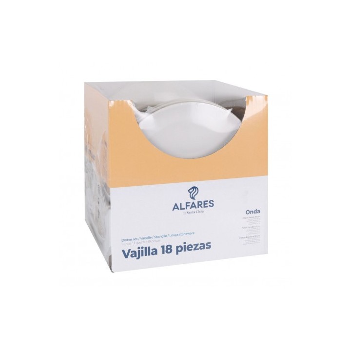 VAJILLA 18 PIEZAS ALFARES MONACO IVORY BRILLO
