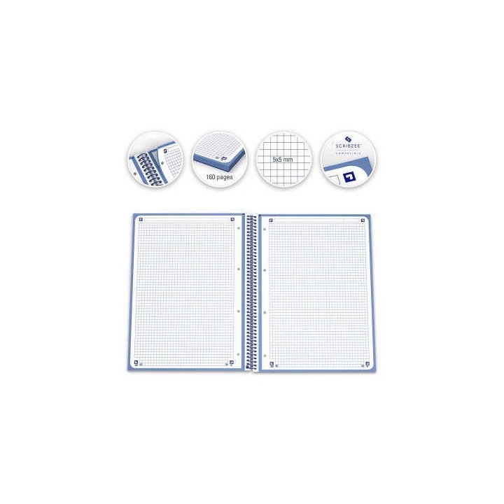 CUADERNO ESPIRAL TAPA DURA AZUL A4+ CUADRICULADO 5X5 OXFORD