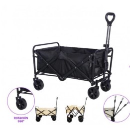 CARRO PLEGABLE DE ACERO PARA PLAYA 75X44X76 NEGRO