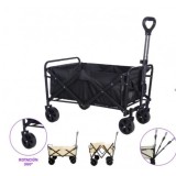 CARRO PLEGABLE DE ACERO PARA PLAYA 75X44X76 NEGRO