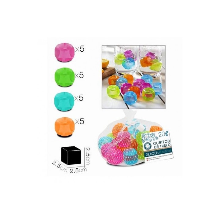 SET 20 CUBITOS DE HIELO REUTILIZABLES COLORES