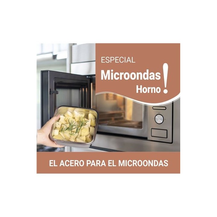 TUPPER RECTANGULAR ACERO INOXIDABLE 2.6 LITRO APTO MICROONDAS QUTTIN