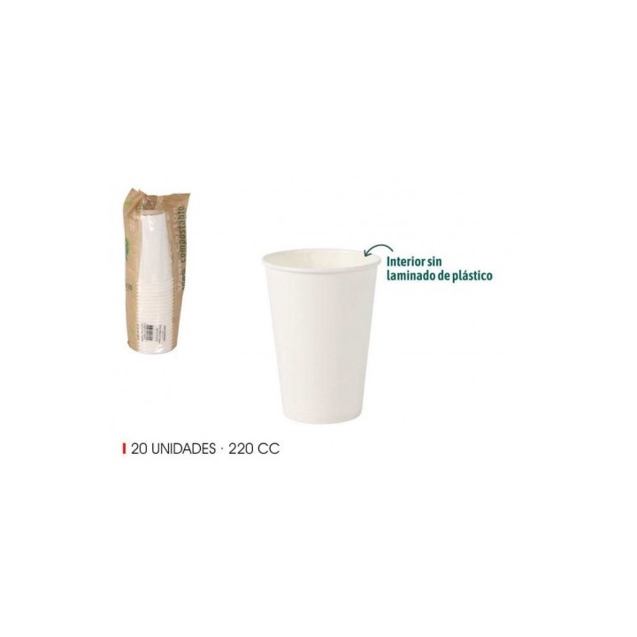 SET 20 VASO BLANCO CARTON 220CC ALGON