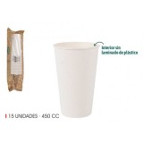 SET 15 VASO BLANCO CARTON 450CC ALGON