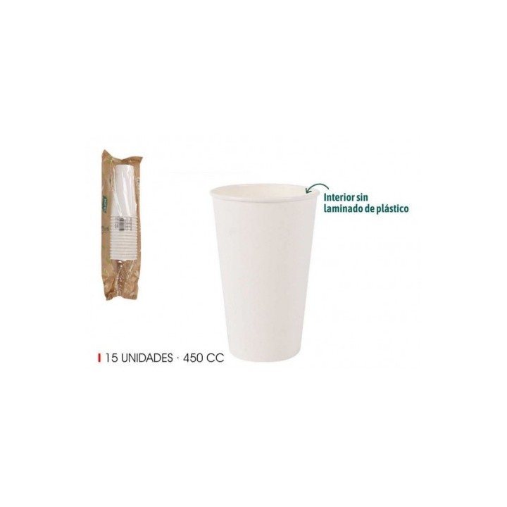 SET 15 VASO BLANCO CARTON 450CC ALGON