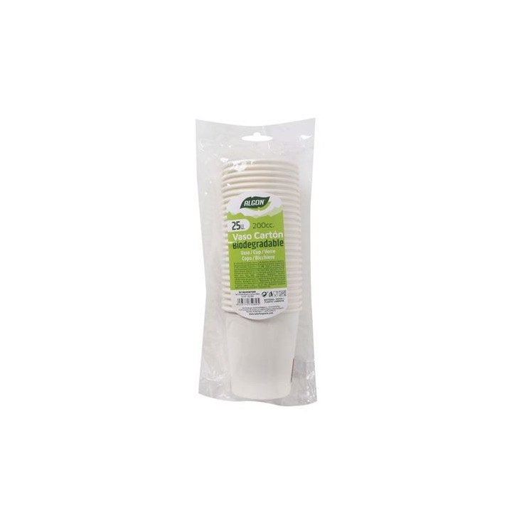 SET 25 VASO BLANCO CARTON 200CC ALGON
