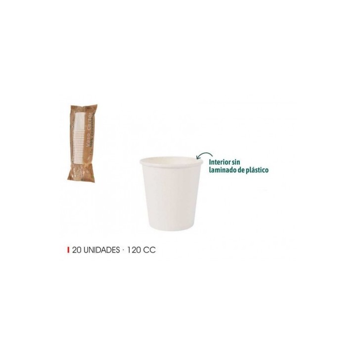 SET 20 VASO BLANCO CARTON 120CC ALGON