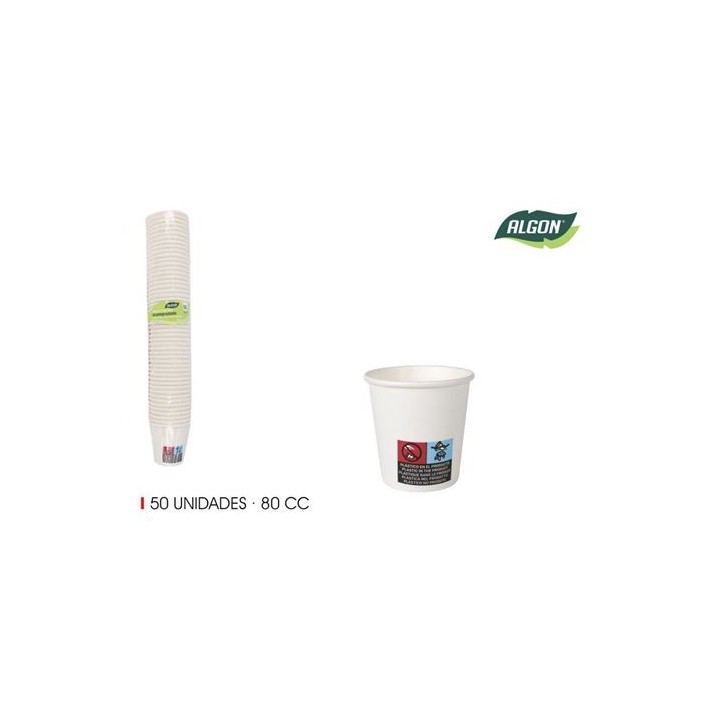 SET 50 VASO BLANCO CARTON 80CC ALGON