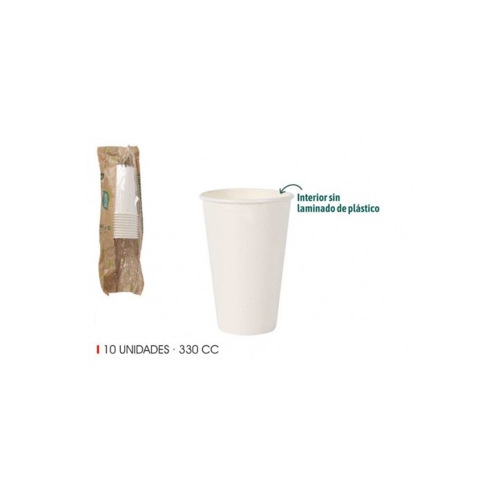 SET 10 VASO BLANCO CARTON 330CC ALGON