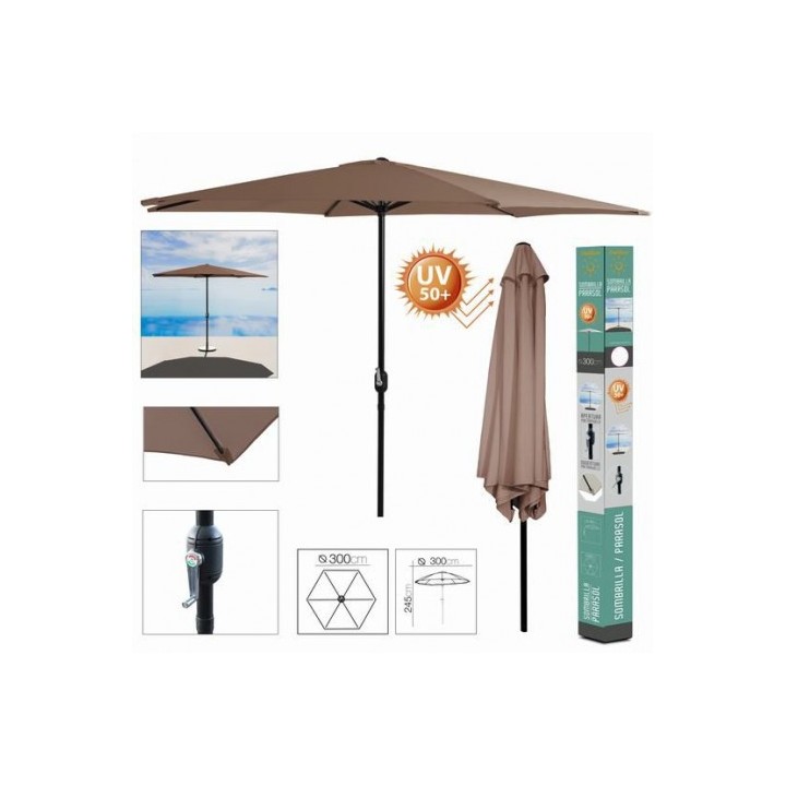 SOMBRILLA JARDIN 300CM METROS MARRON